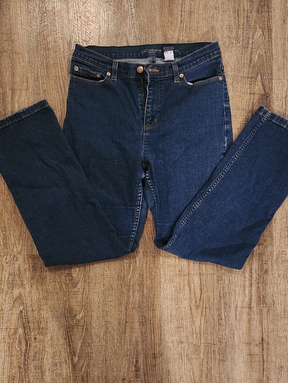 Liz Claiborne Dark Blue Straight-Leg Denim Jeans